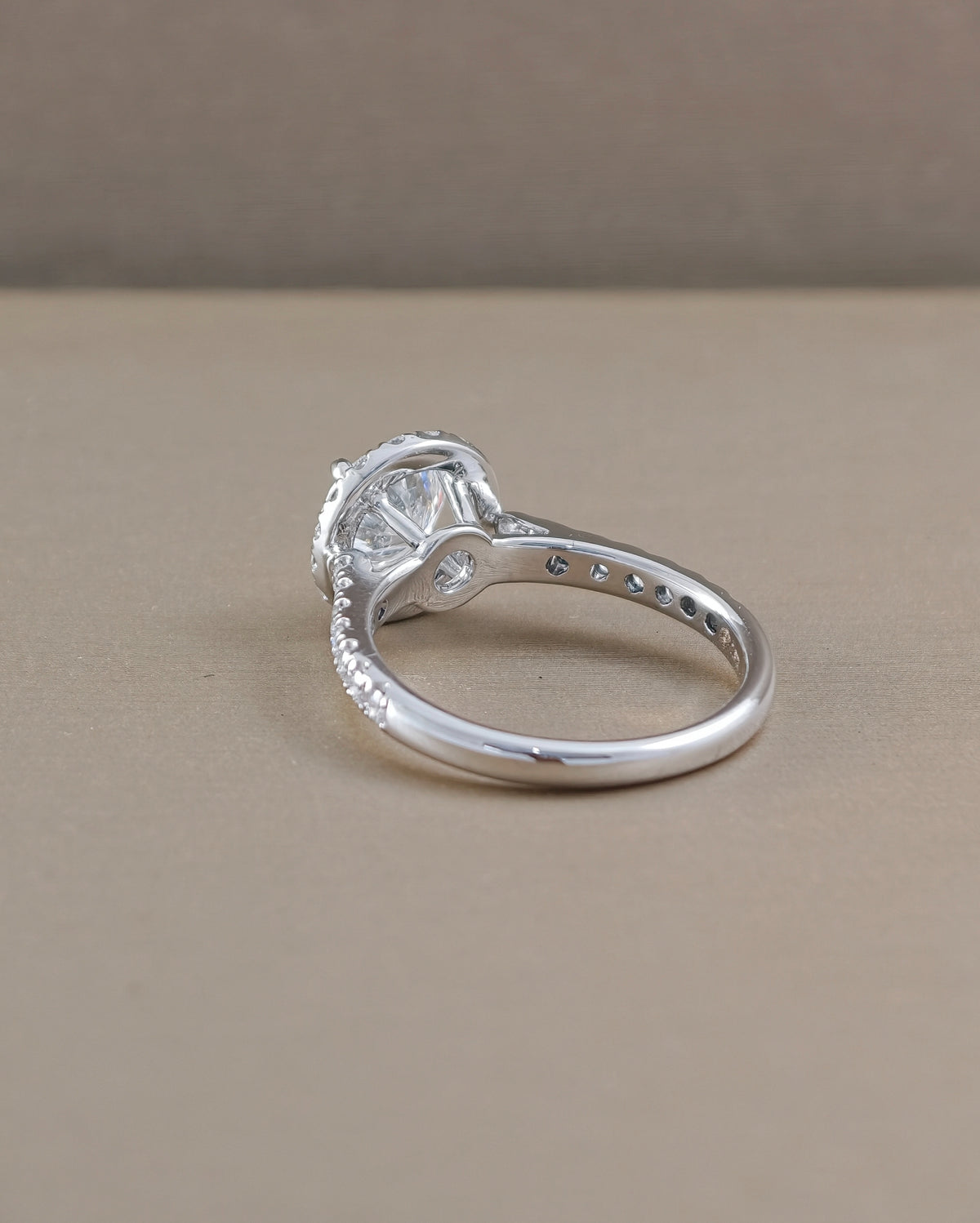 Halo Round cut diamond lab grown engagement ring white gold