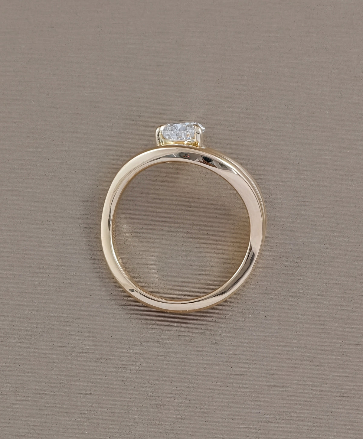 Pear  Double Curved Lab Grown Diamond  Engagement Ring in Pink Gold