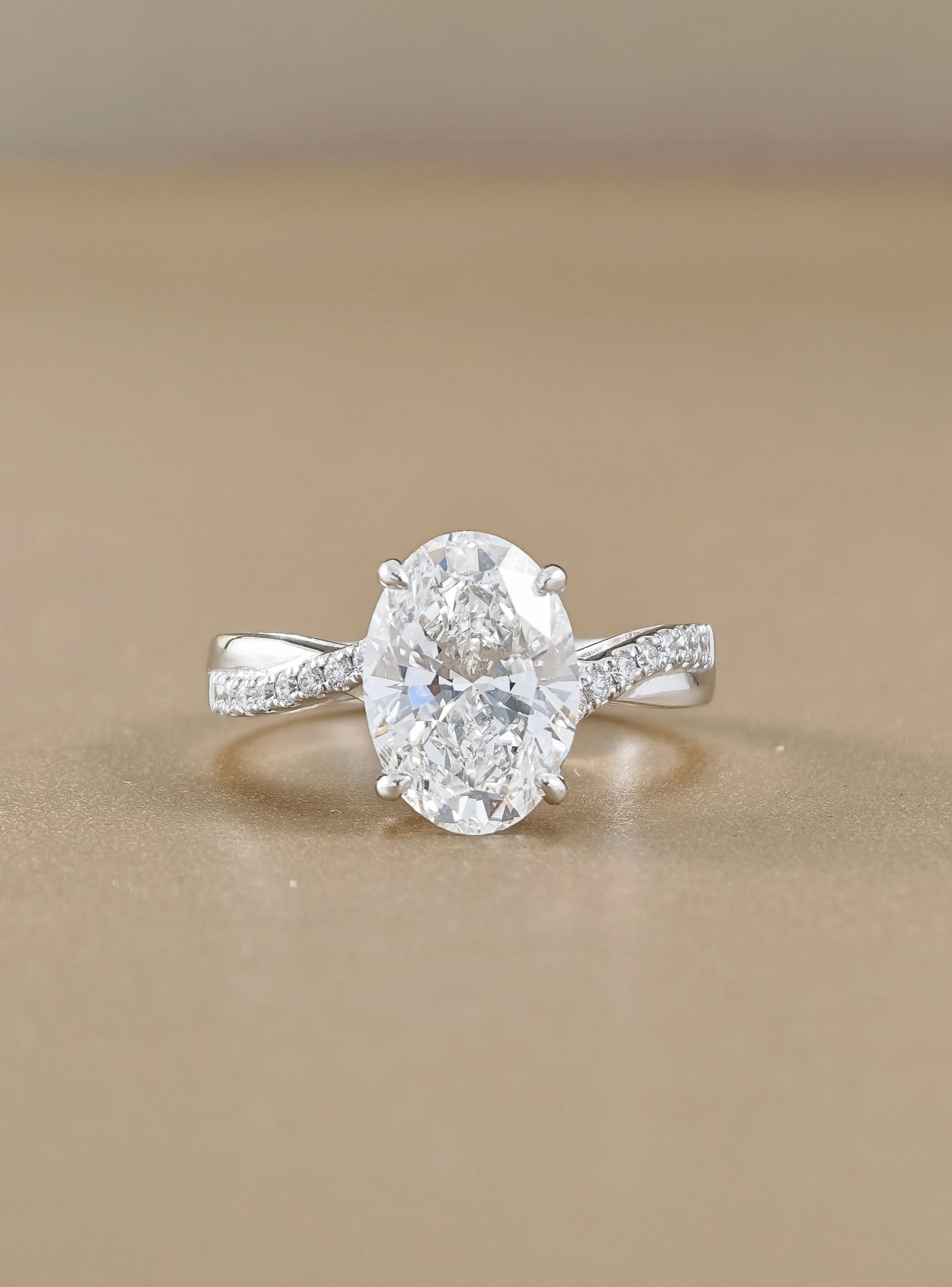 Celestia Oval Pavé Lab Grown Diamond Engagement Ring Sphere Diamond Bangkok