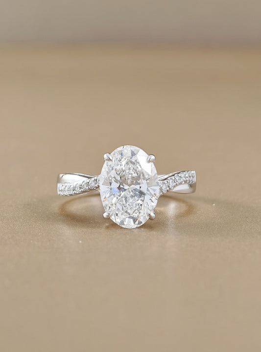 Celestia Oval Pavé Lab Grown Diamond Engagement Ring Sphere Diamond Bangkok