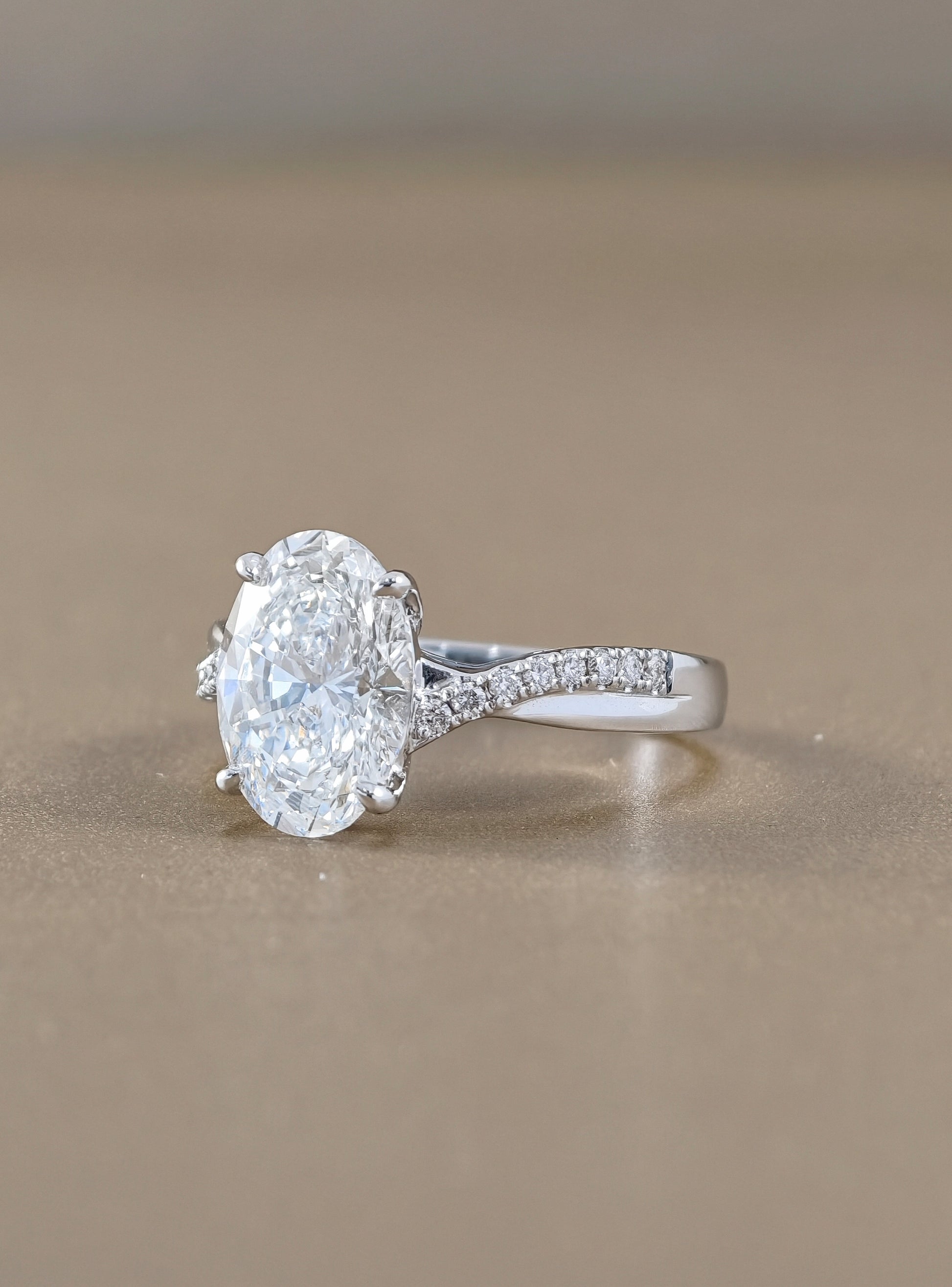 Celestia Oval Pavé Lab Grown Diamond Engagement Ring Sphere Diamond Bangkok