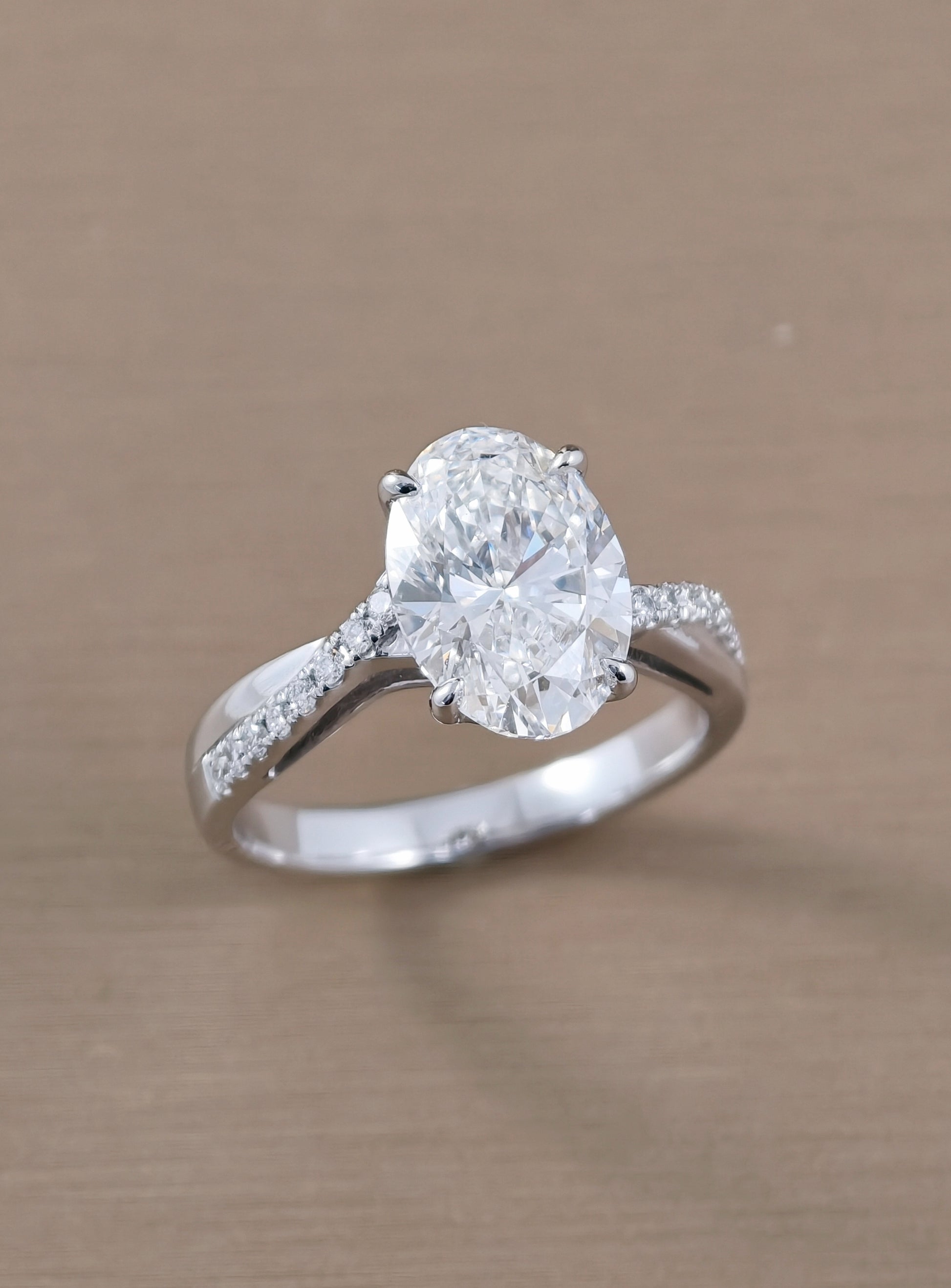Celestia Oval Pavé Lab Grown Diamond Engagement Ring Sphere Diamond Bangkok