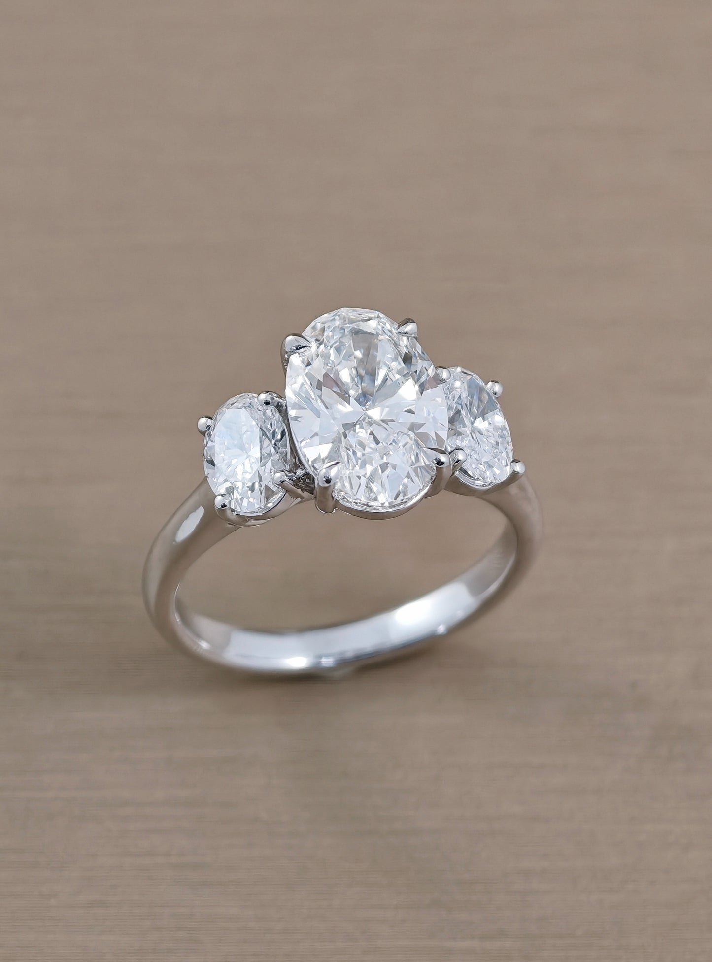 Aurelia Oval Three Stone Lab Grown Diamond Engagement Ring | IGI Certified