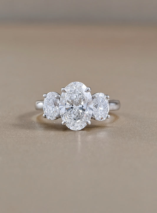 Aurelia Oval Three Stone Lab Grown Diamond Engagement Ring Sphere Diamond Bangkok