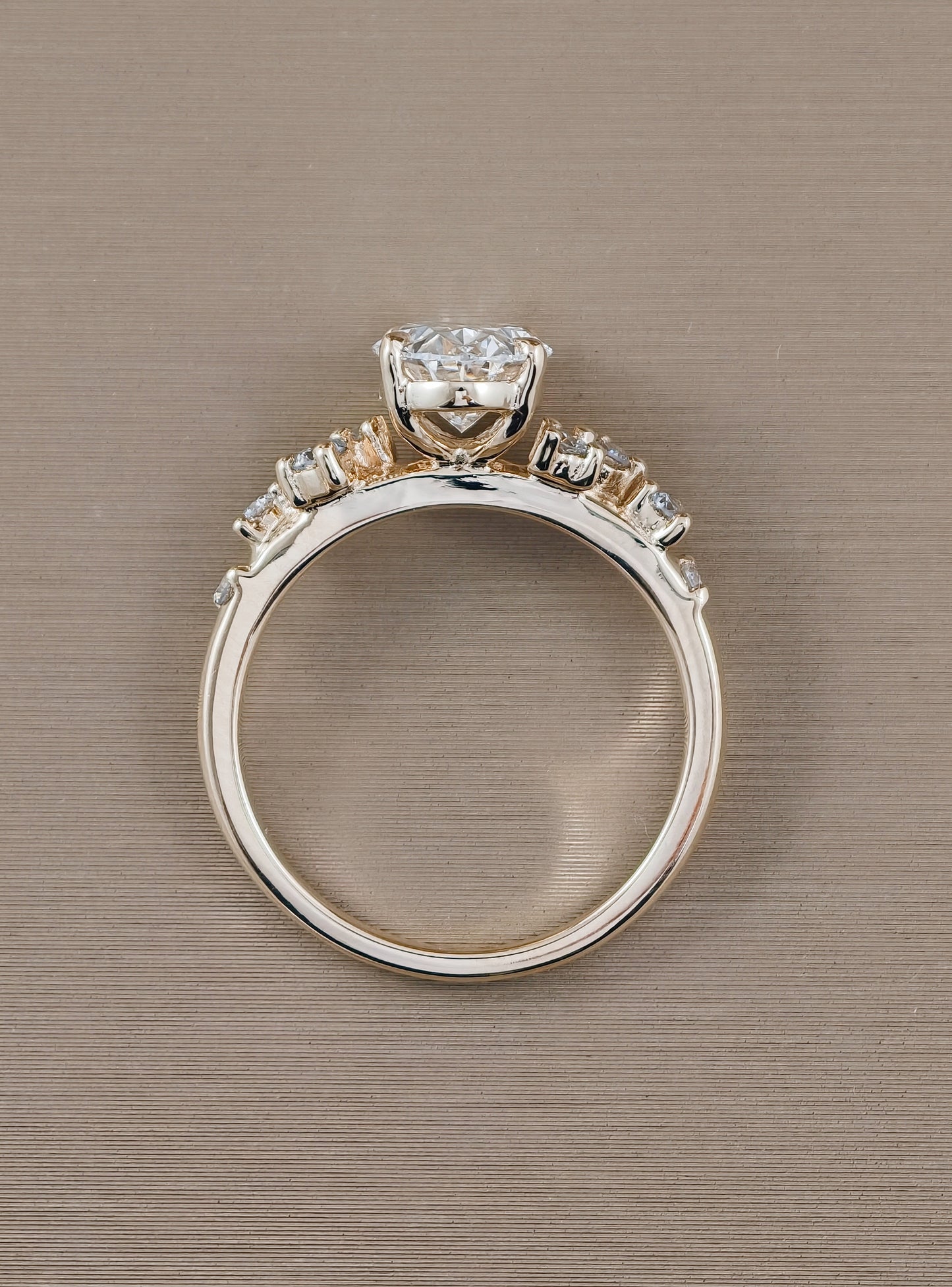 Roselle Oval Cut Diamond Side Stone Lab Grown Diamond Engagement Ring | IGI Certified