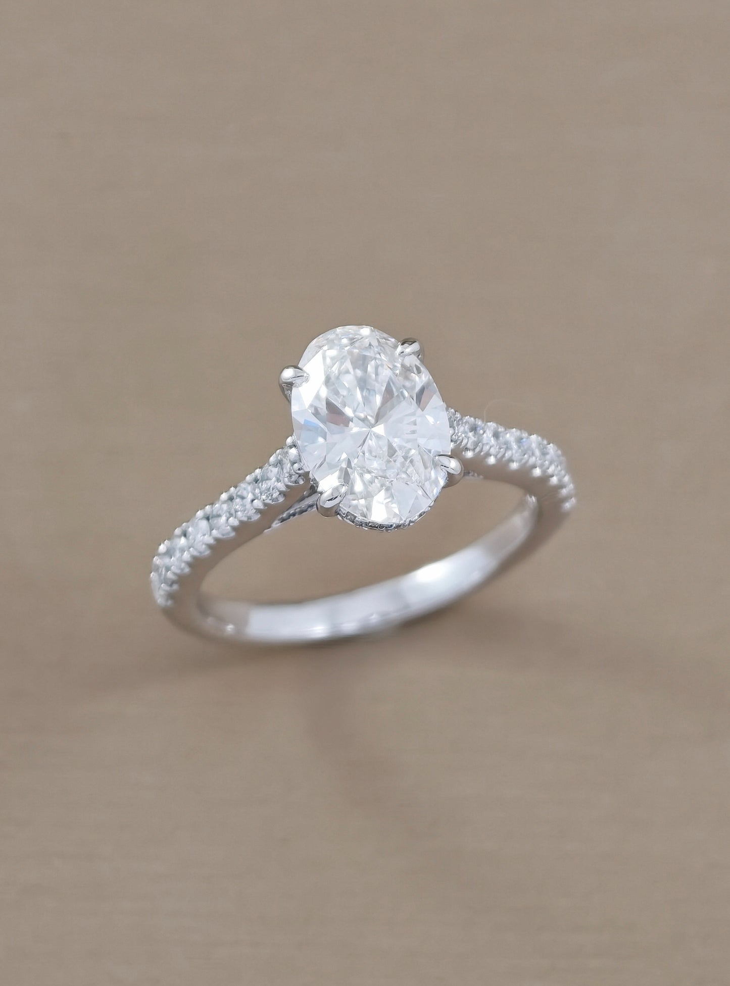 Celestine Oval Cut Pavé Lab Grown Diamond Engagement Ring by Sphere Diamond Bangkok