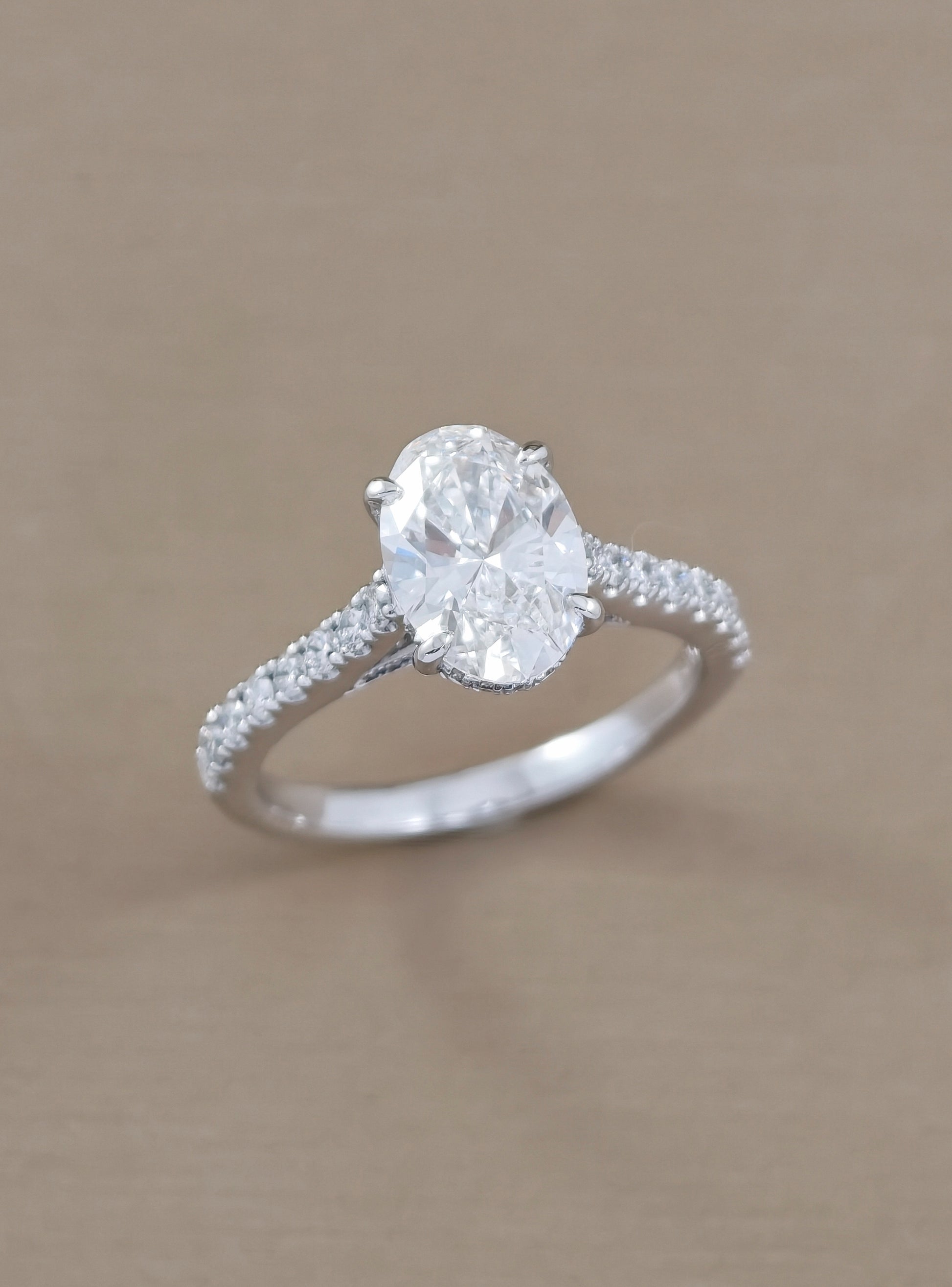 Celestine Oval Cut Pavé Lab Grown Diamond Engagement Ring by Sphere Diamond Bangkok
