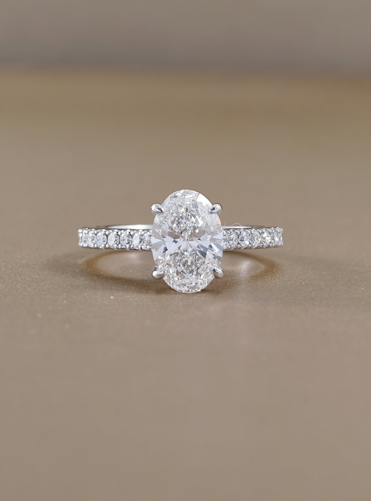 Celestine Oval Cut Pavé Lab Grown Diamond Engagement Ring by Sphere Diamond Bangkok