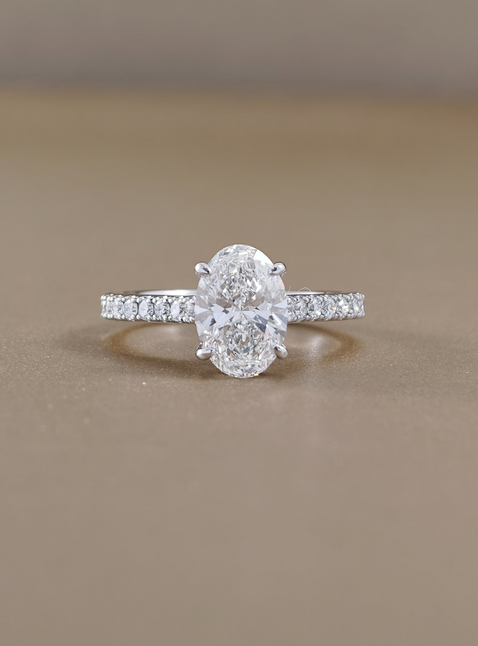 Celestine Oval Cut Pavé Lab Grown Diamond Engagement Ring by Sphere Diamond Bangkok