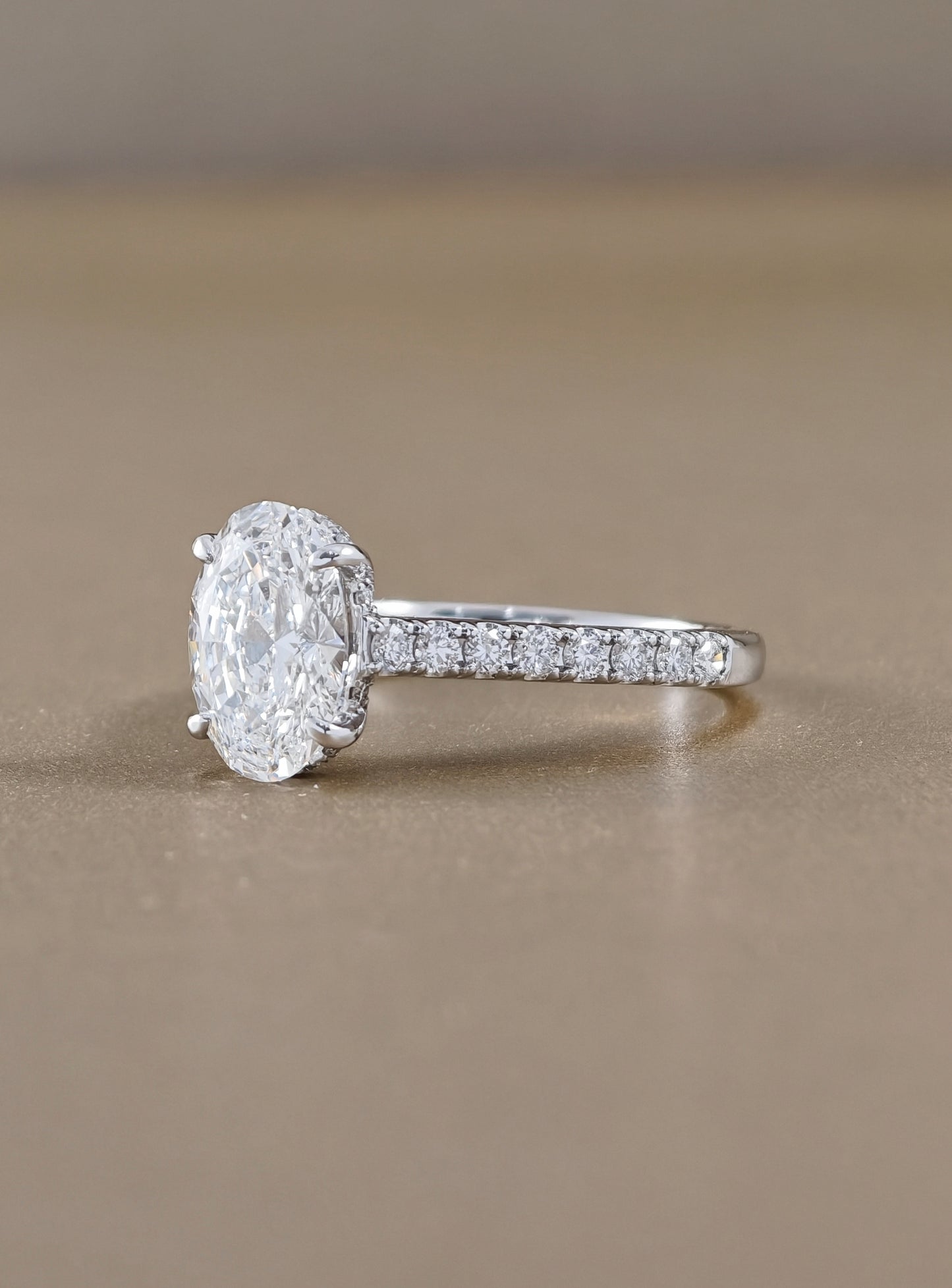 Celestine Oval Cut Pavé Lab Grown Diamond Engagement Ring by Sphere Diamond Bangkok