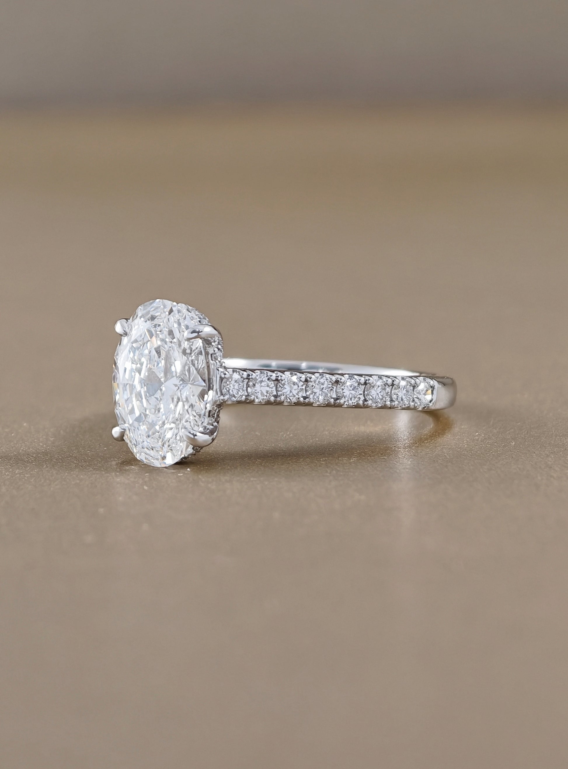 Celestine Oval Cut Pavé Lab Grown Diamond Engagement Ring by Sphere Diamond Bangkok
