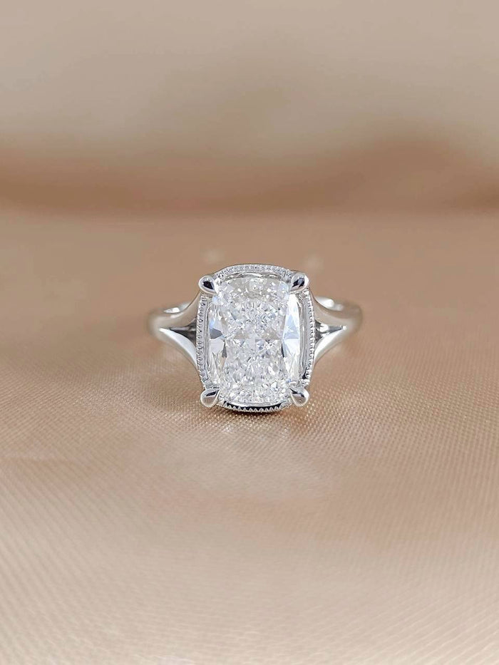 Elongated Cushion Cut Diamonds Ring