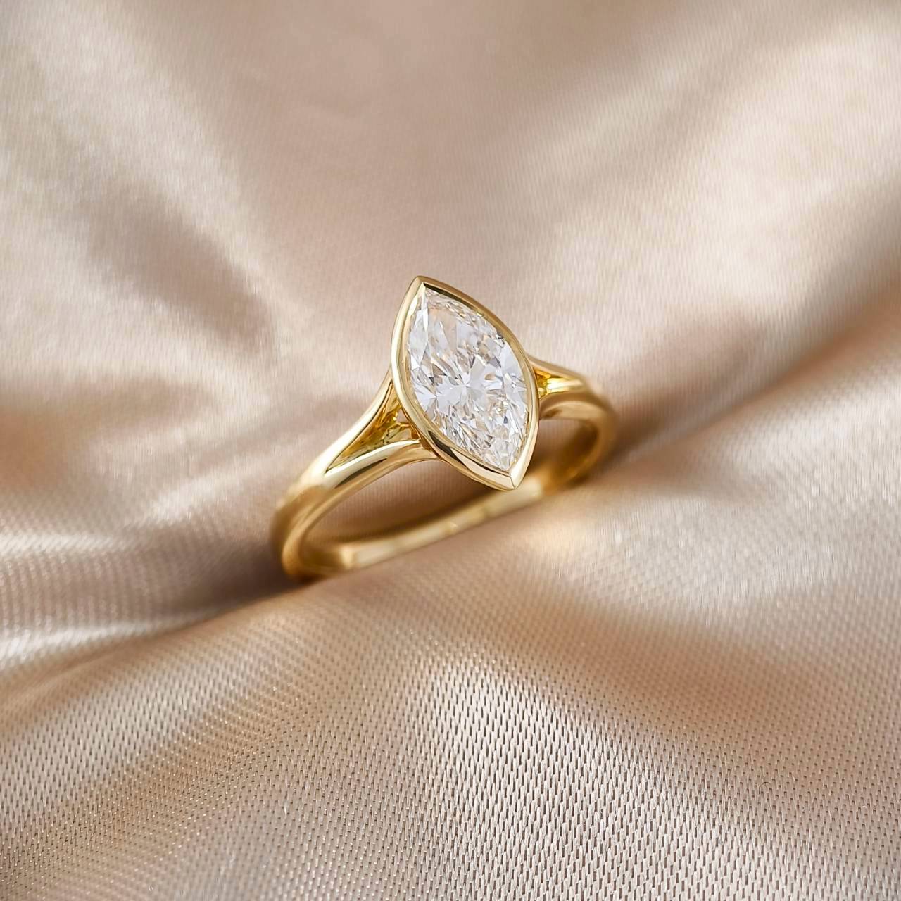 Marquise Cut Bezel Love Ring