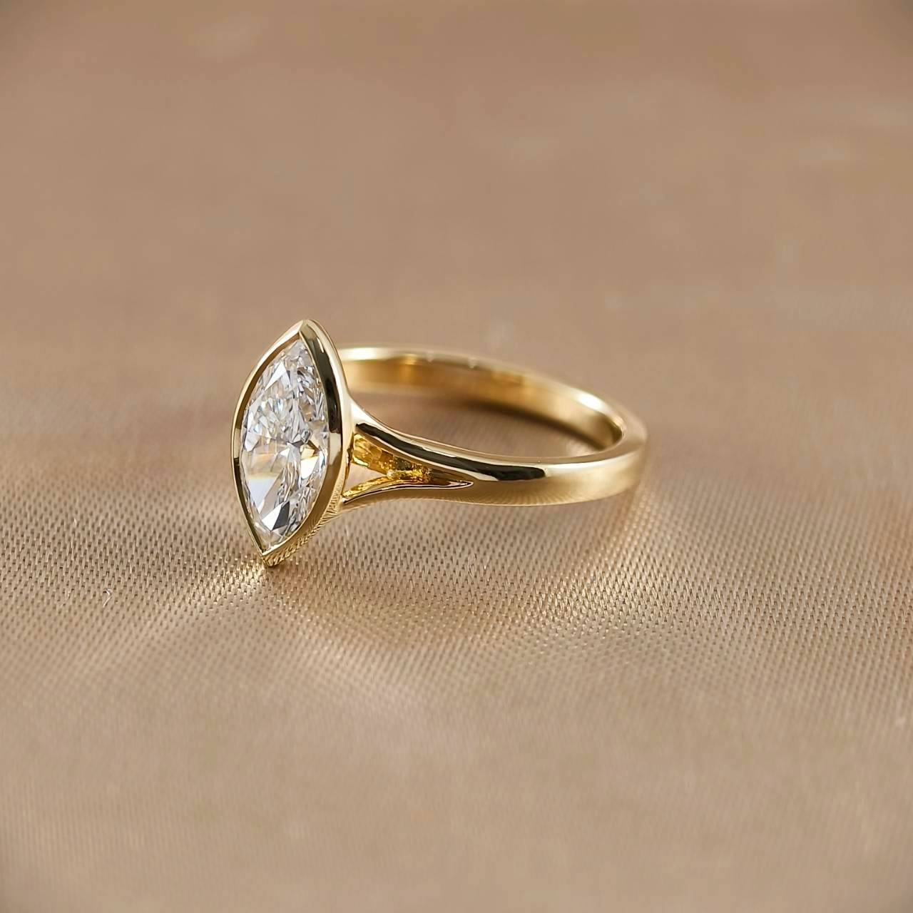 Marquise Cut Bezel Love Ring