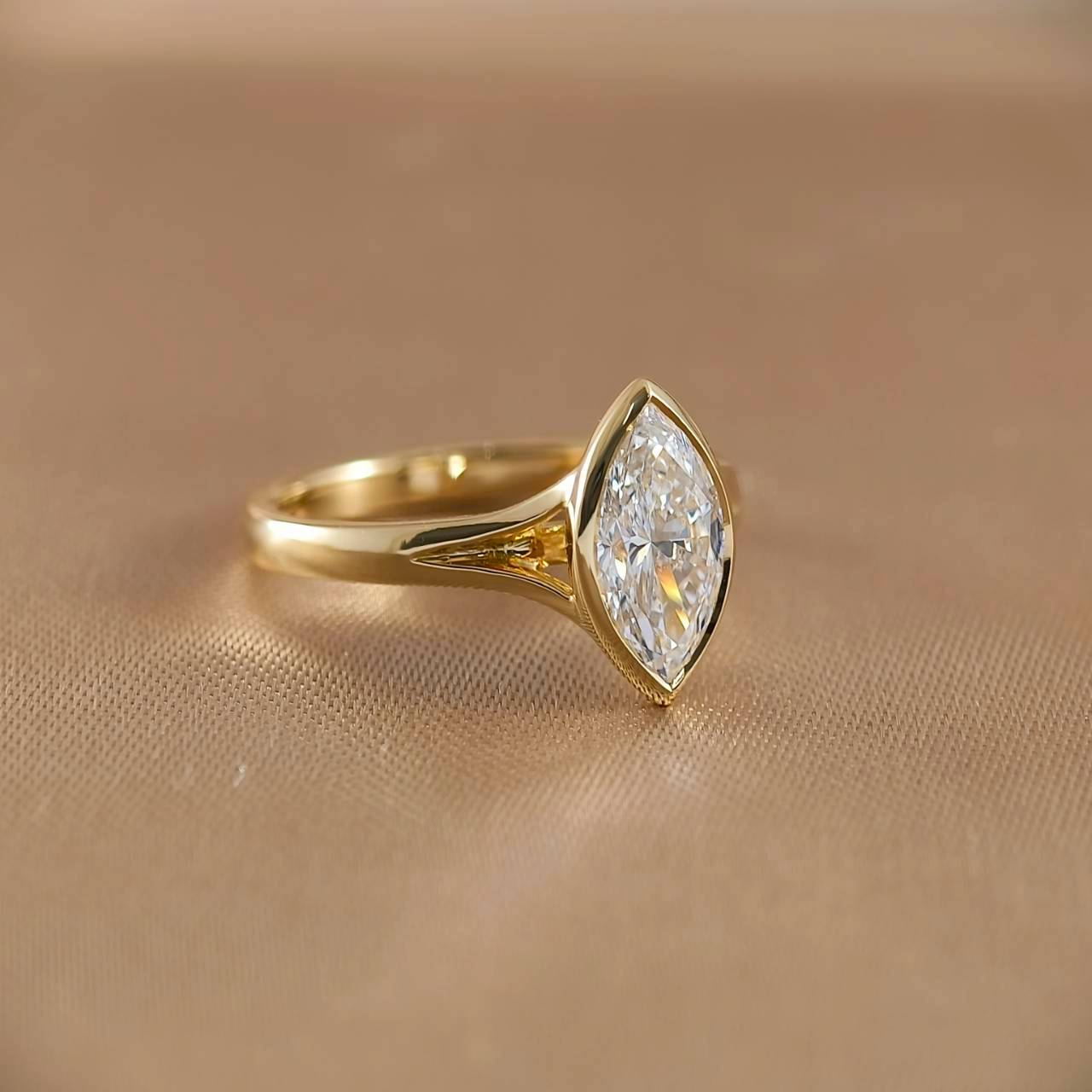 Marquise Cut Bezel Love Ring