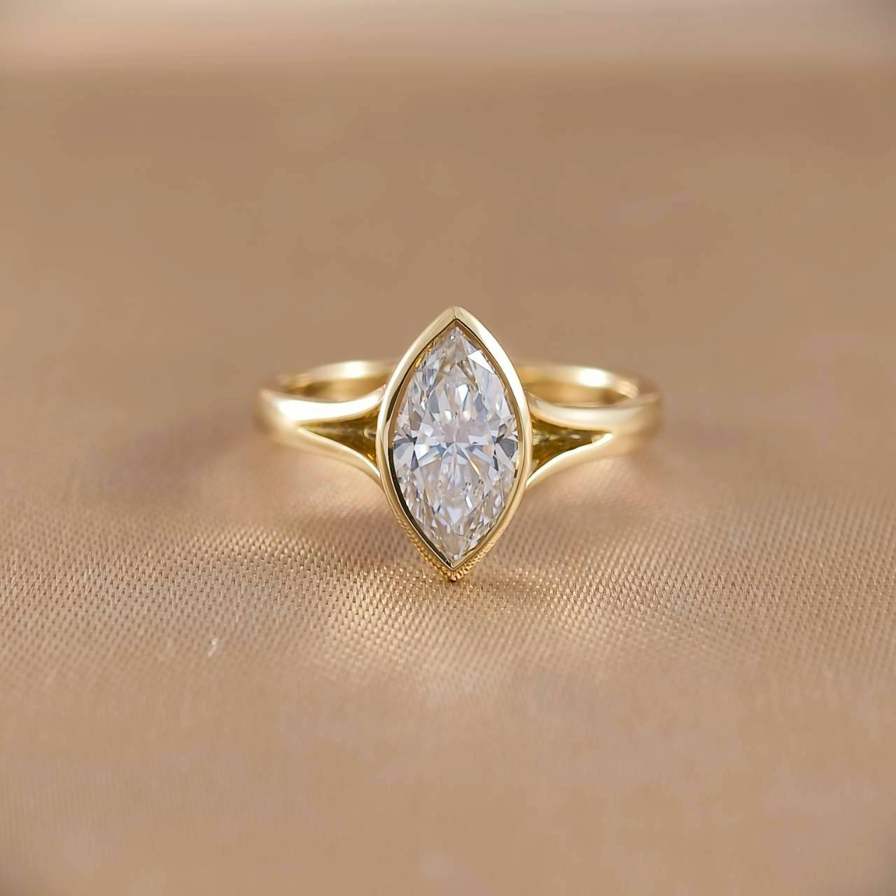 Marquise Cut Bezel Love Ring