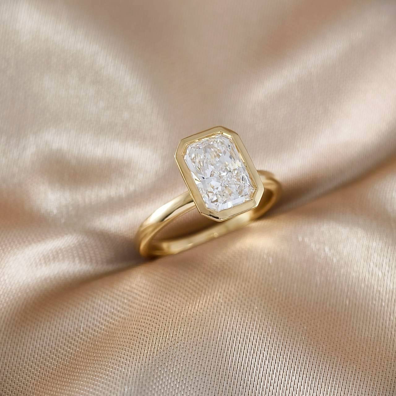 Radiant Cut Bezel Love Ring