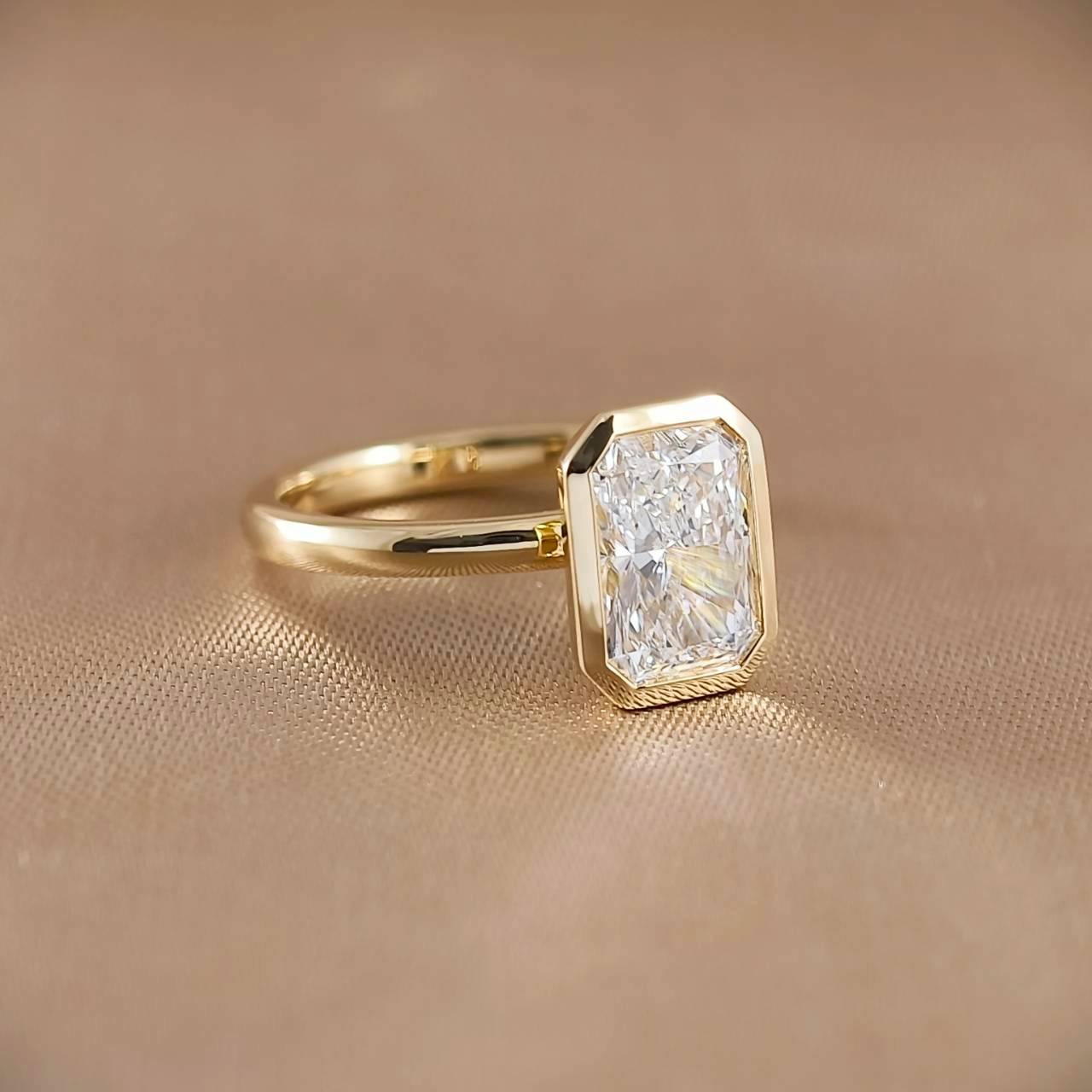 Radiant Cut Bezel Love Ring
