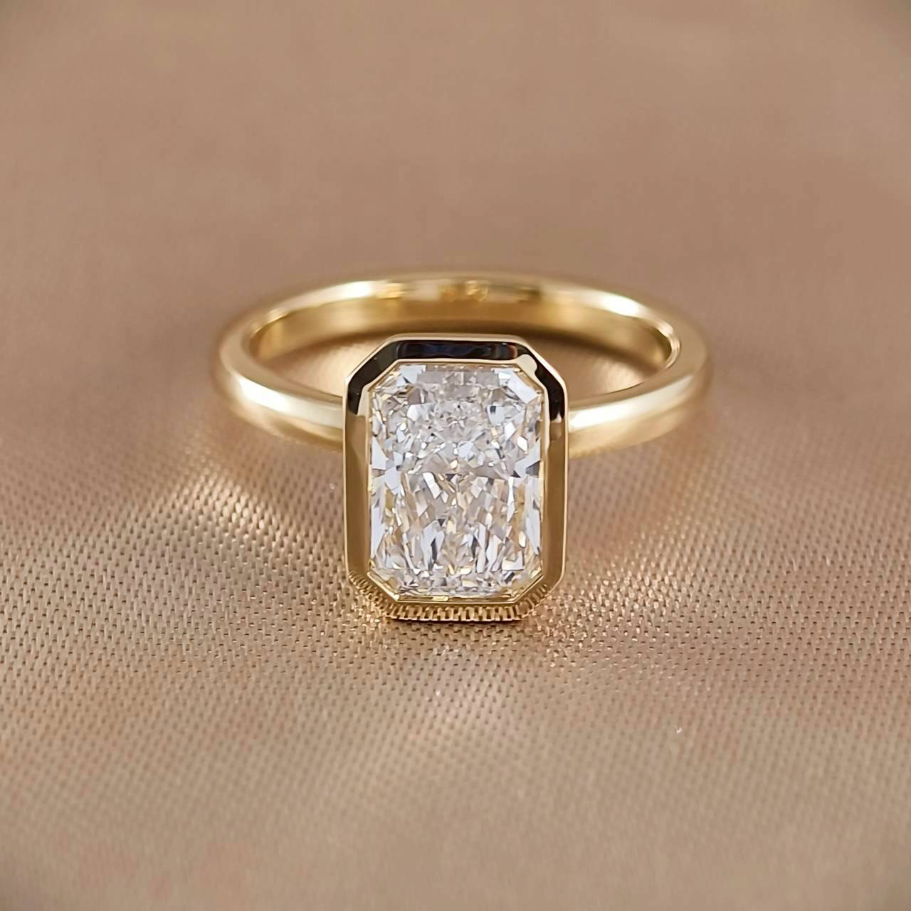 Radiant Cut Bezel Love Ring