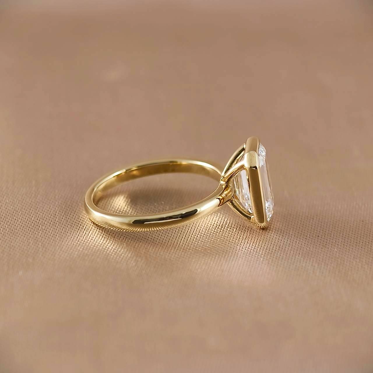 Emerald Cut Bezel Love Ring