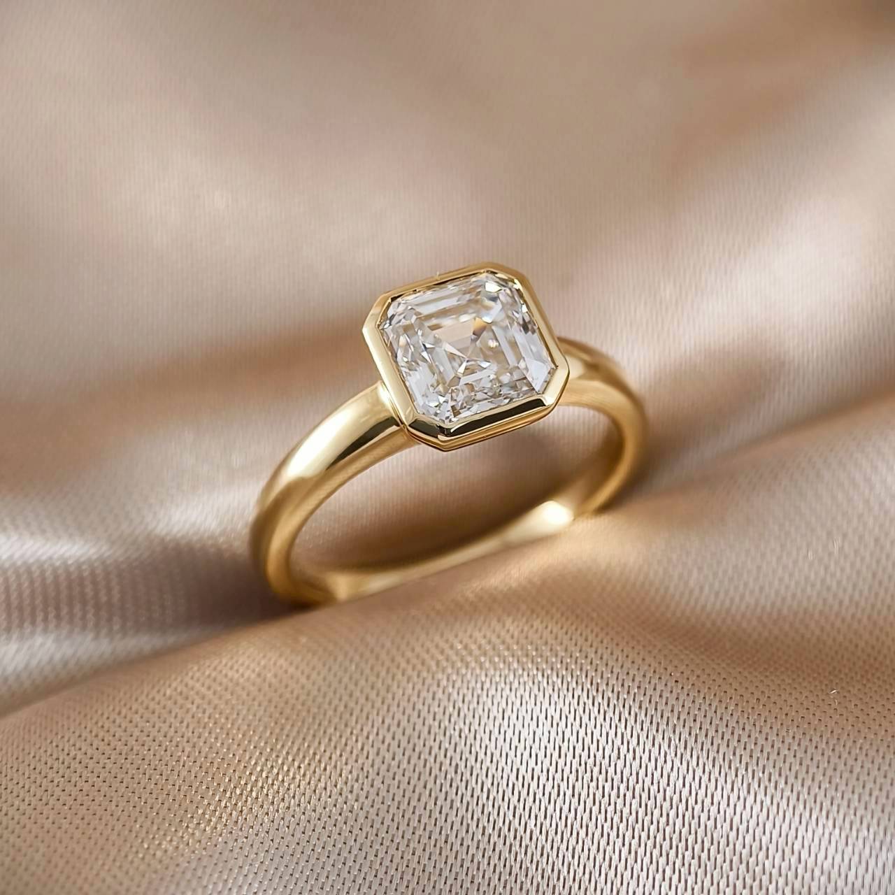Assher Cut Bezel Love Ring