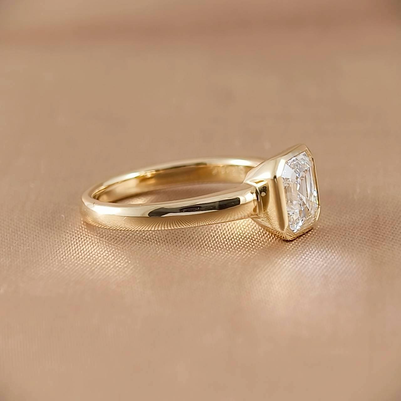 Assher Cut Bezel Love Ring