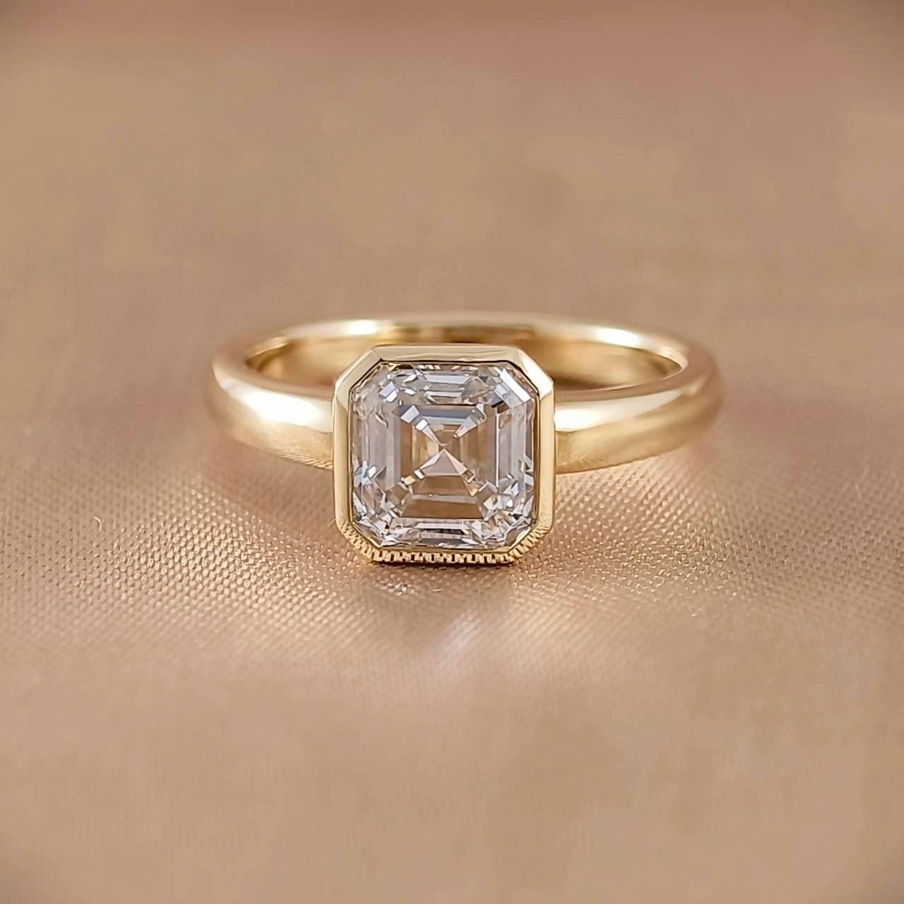 Assher Cut Bezel Love Ring