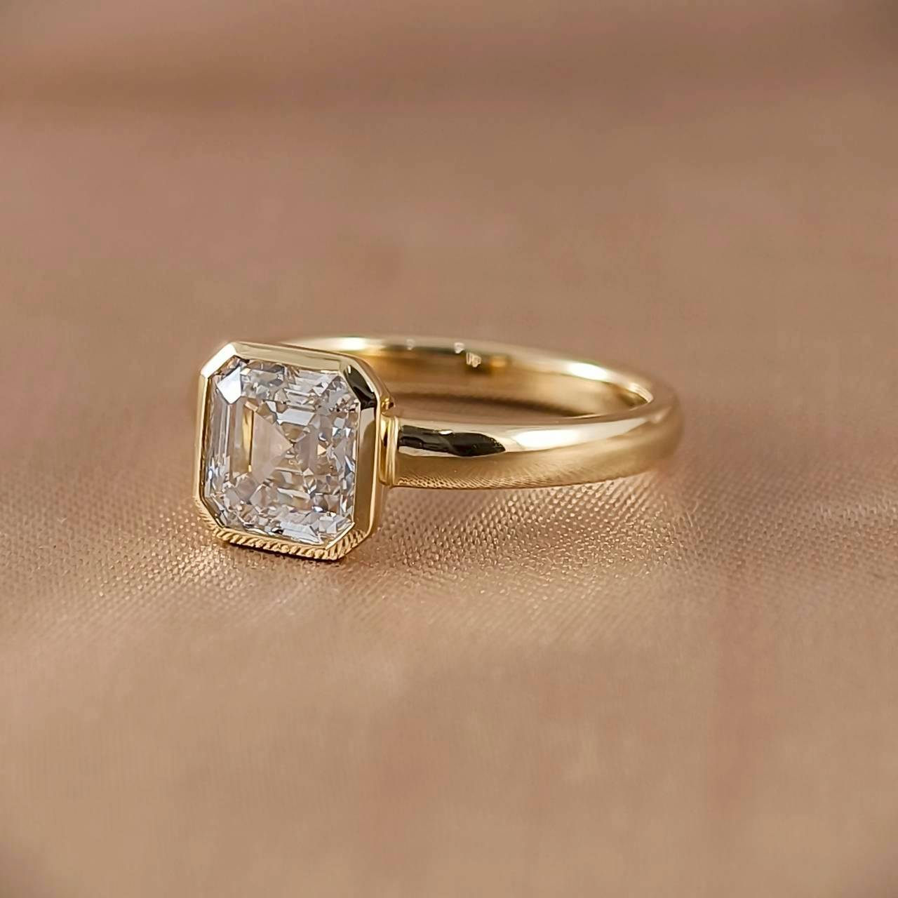 Assher Cut Bezel Love Ring