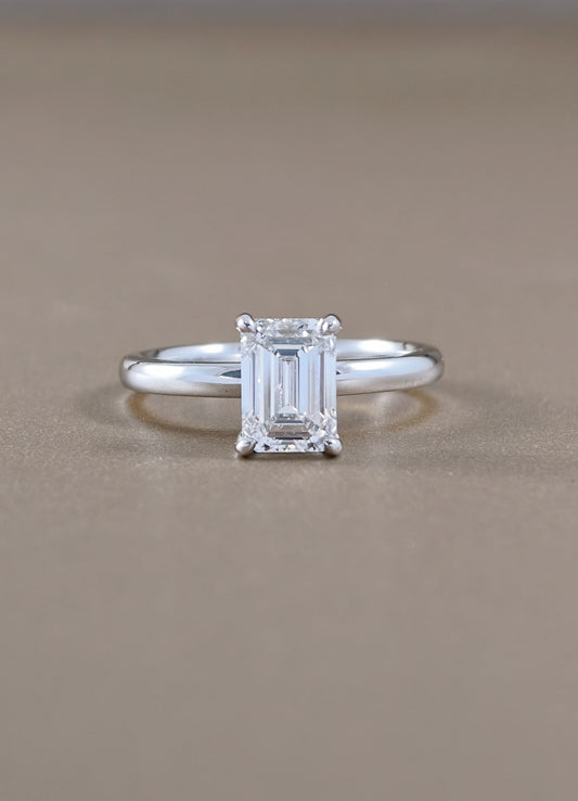 Emily Emerald Lab Grown Diamond Hidden Halo Solitaire Engagement Ring | IGI Certified