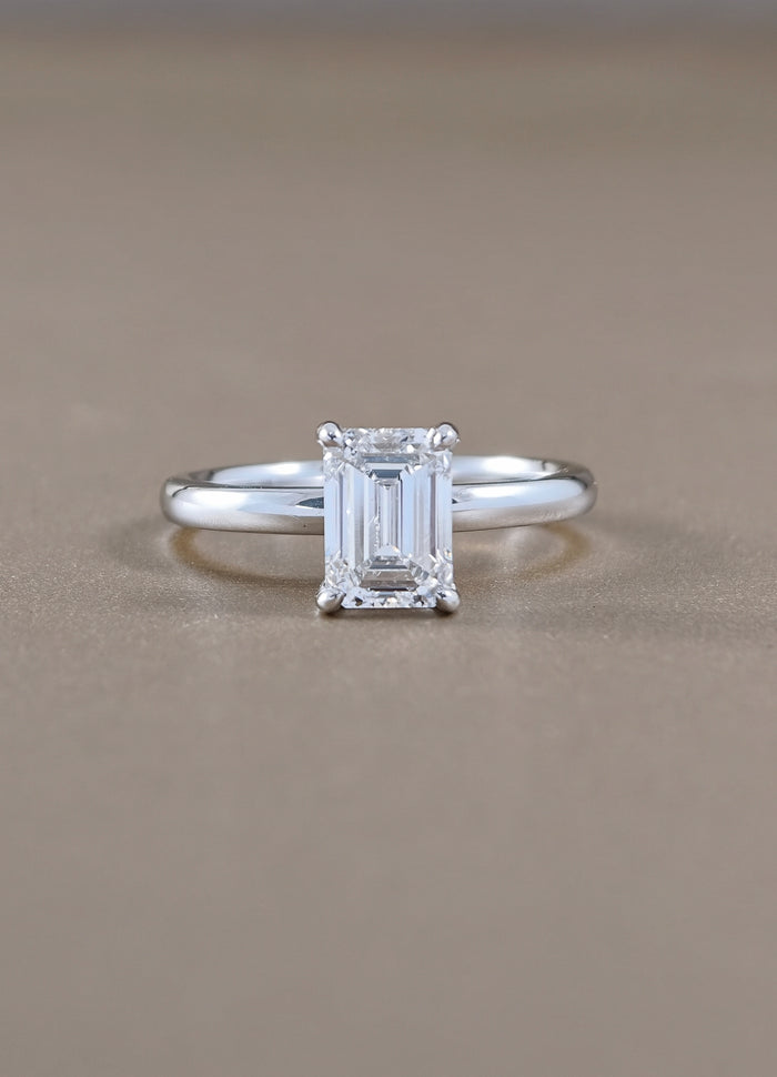Emily Emerald Lab Grown Diamond Hidden Halo Solitaire Engagement Ring | IGI Certified