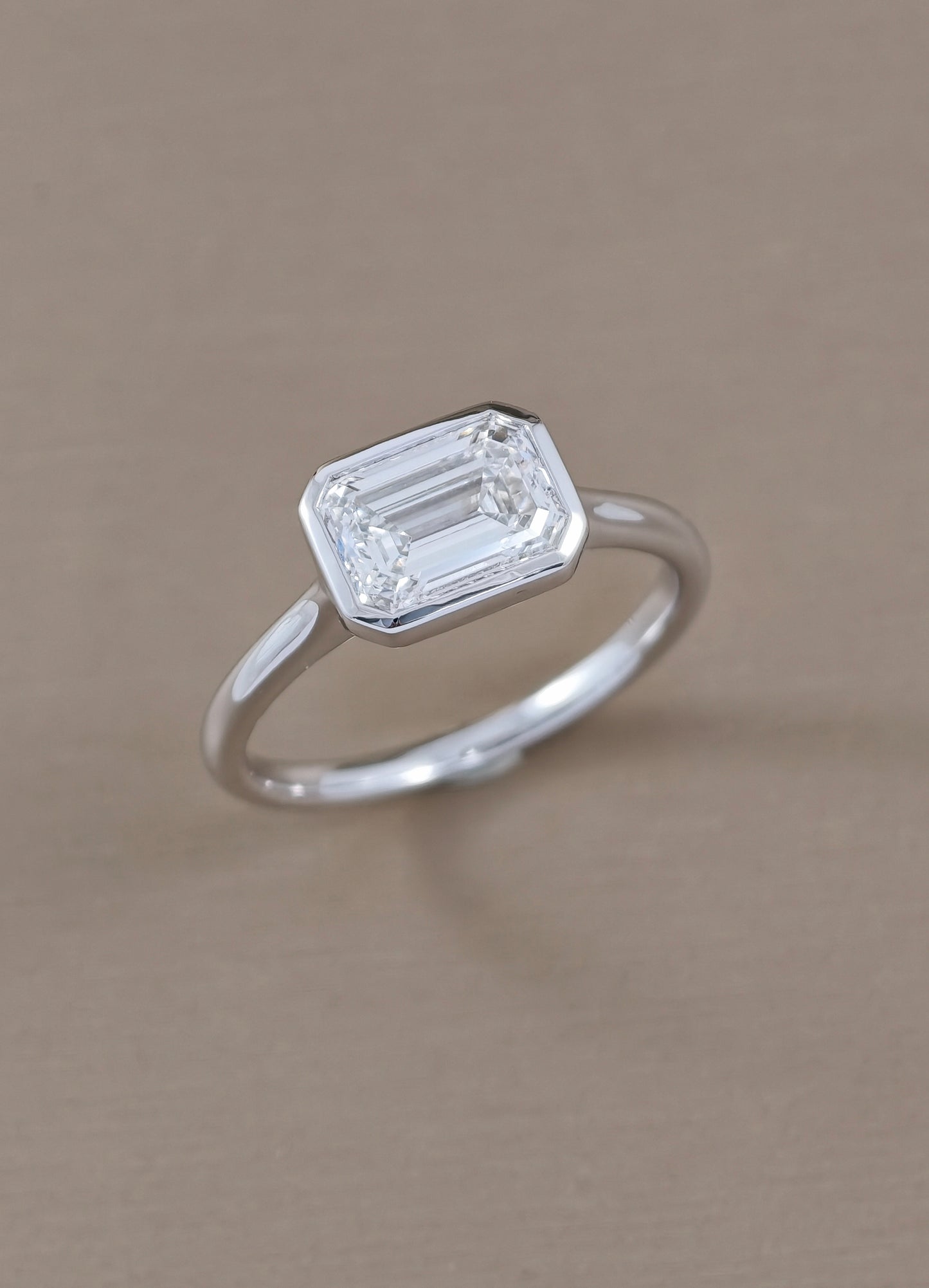 Vespera East-West Emerald Cut Lab Grown Diamond Engagement Ring | IGI Certified