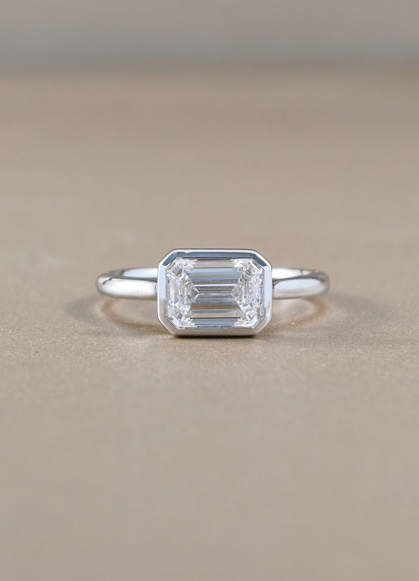 Vespera East-West Emerald Cut Lab Grown Diamond Engagement Ring | IGI Certified