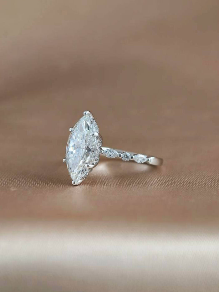Marquise Lab Grown Diamond Engagement Ring in Emily setting | IGI Certified