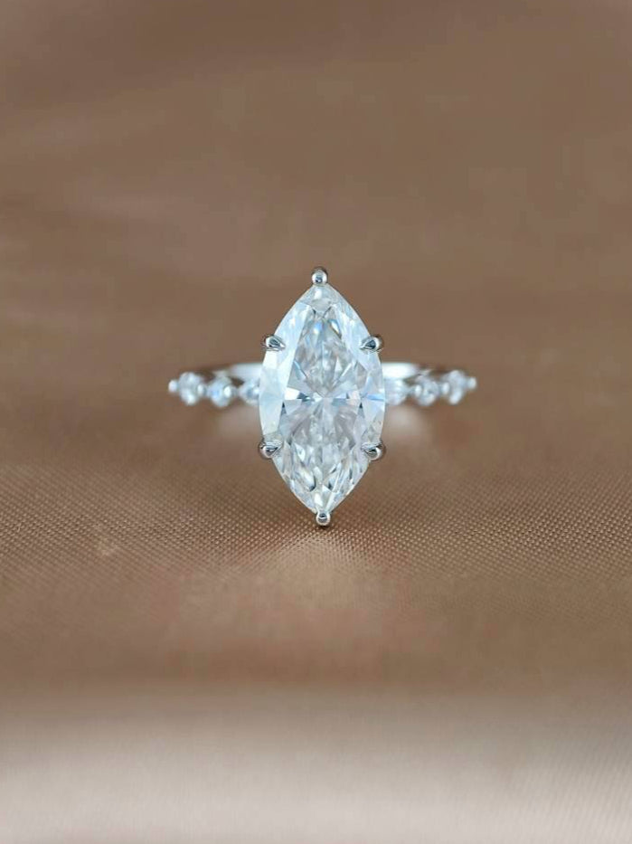 Marquise Lab Grown Diamond Engagement Ring in Emily setting | IGI Certified