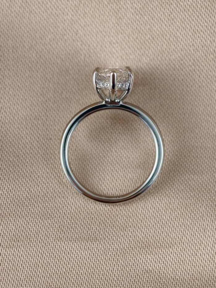 Marquise Solitaire hidden halo Lab grown diamond Ring