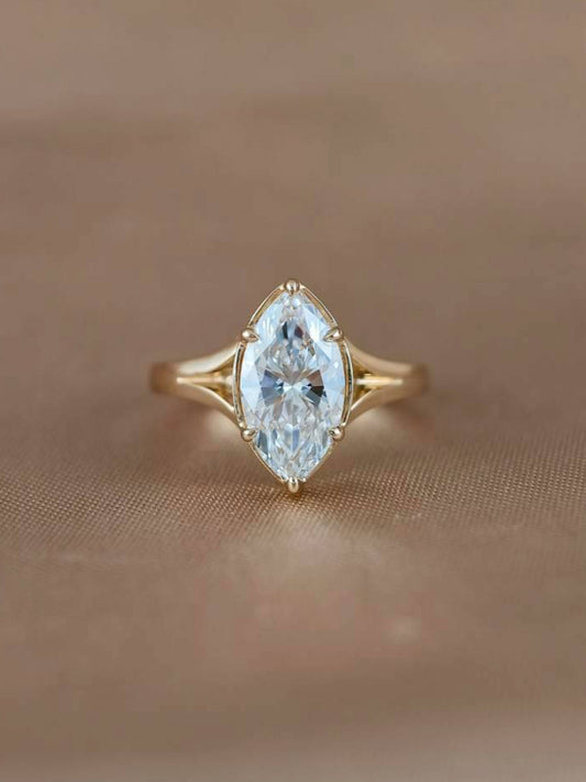 Marquise Bezel Prong solitaire Lab grown diamond Ring