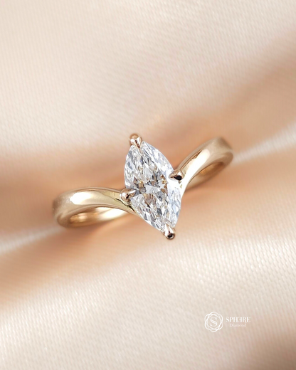 Marquise Cut Diamond Curve Ring