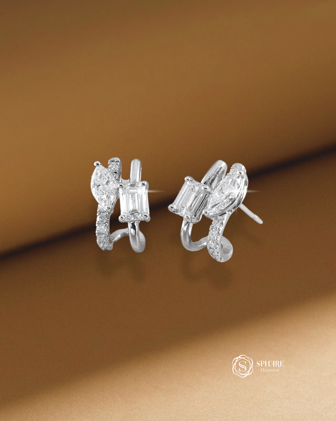 Marquise and emerald cut earring