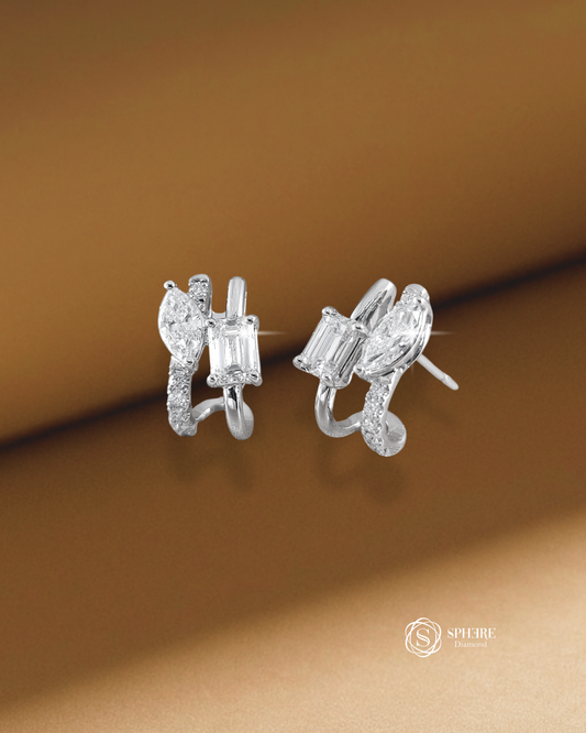 Marquise and emerald cut earring