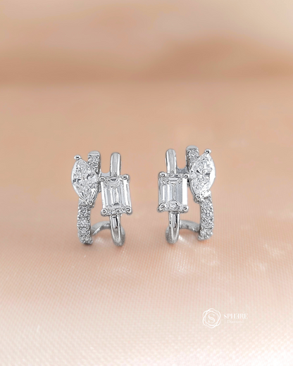 Marquise and emerald cut earring