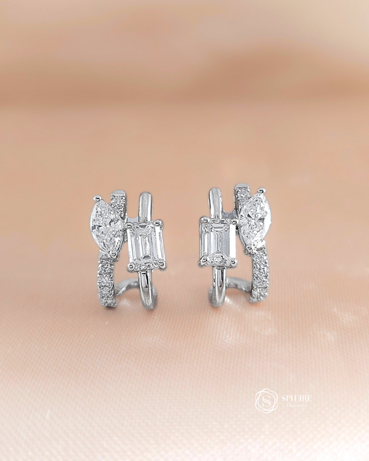 Marquise and emerald cut earring