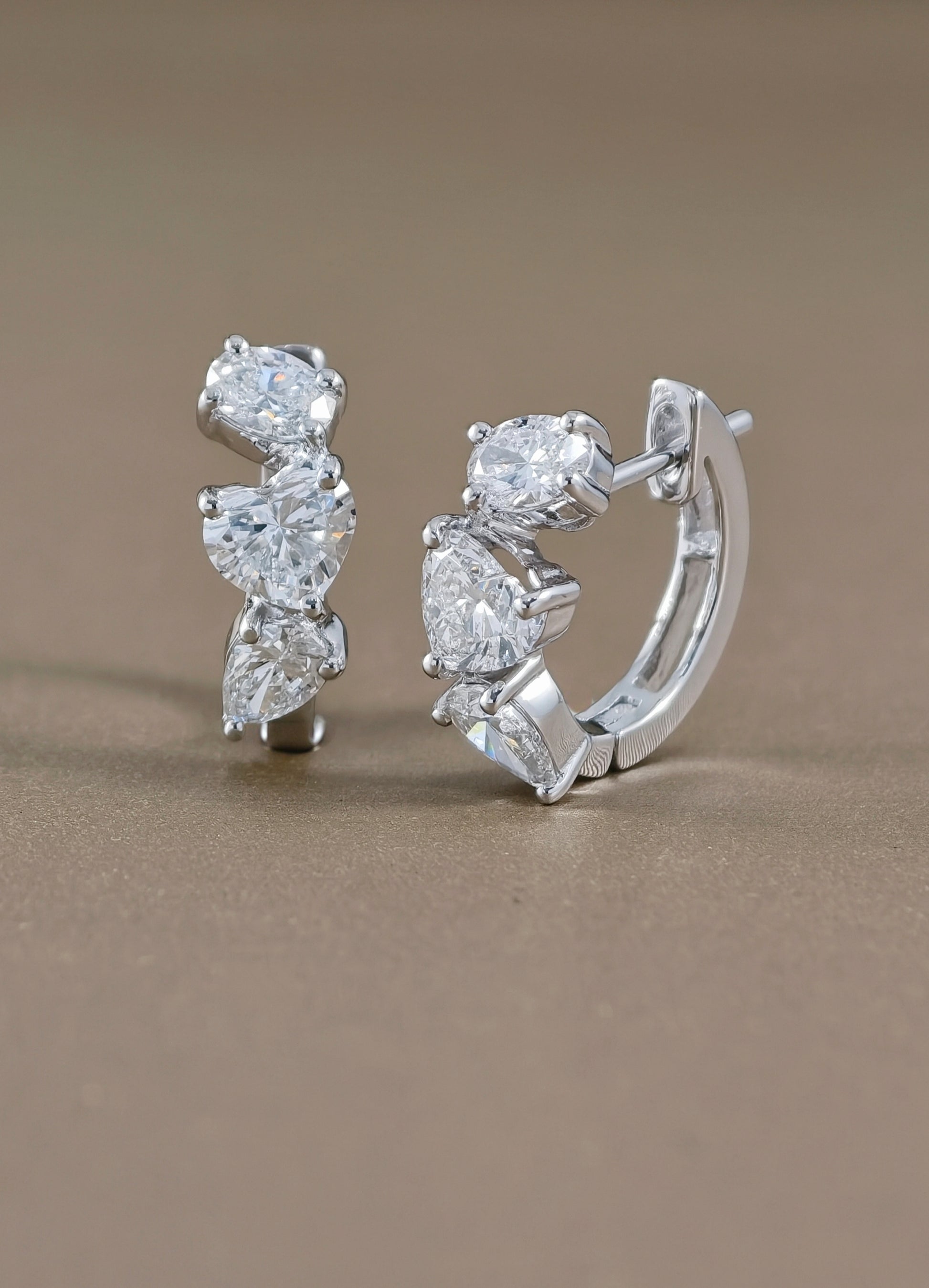 Mix_Fancy_lab grown Diamond_Hoop_Earring in white gold by Sphere diamond Bangkok Thailand