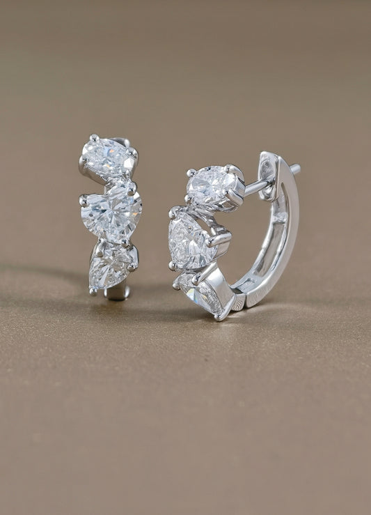 Mix_Fancy_lab grown Diamond_Hoop_Earring in white gold by Sphere diamond Bangkok Thailand