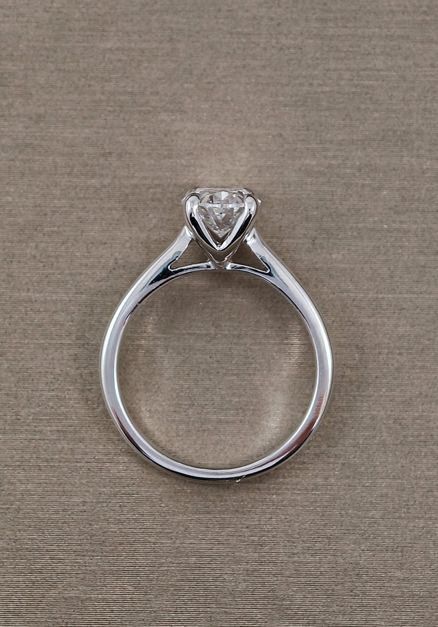 Oval solitaire V shape Cathedral lab grown diamond ring