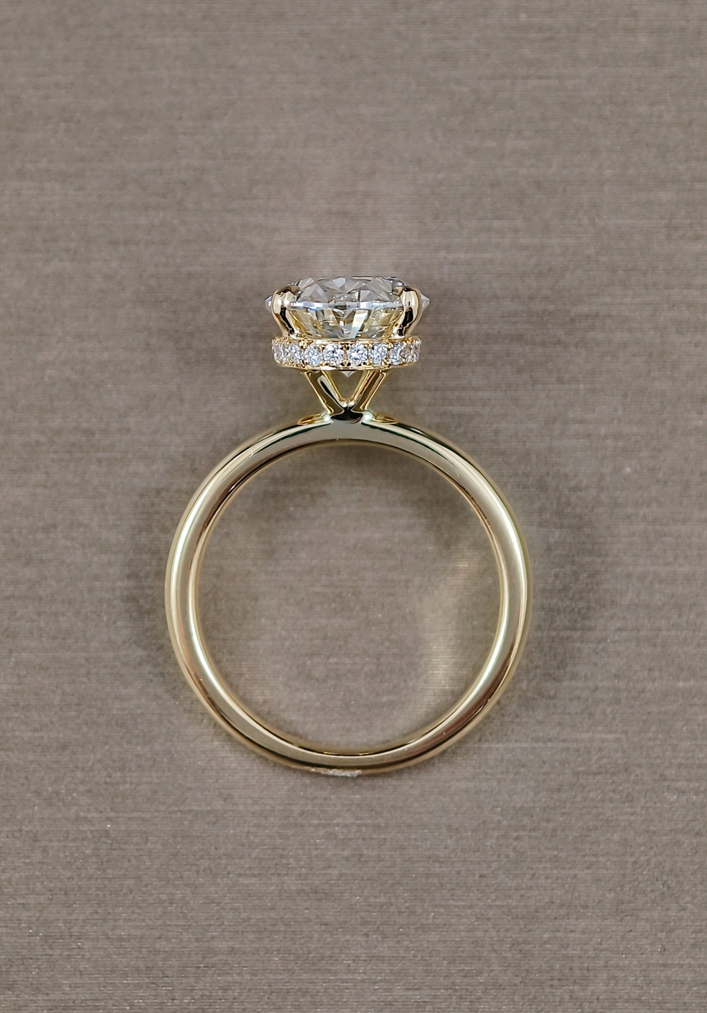 Oval solitaire Classic with hidden halo lab grown diamond engagement ring