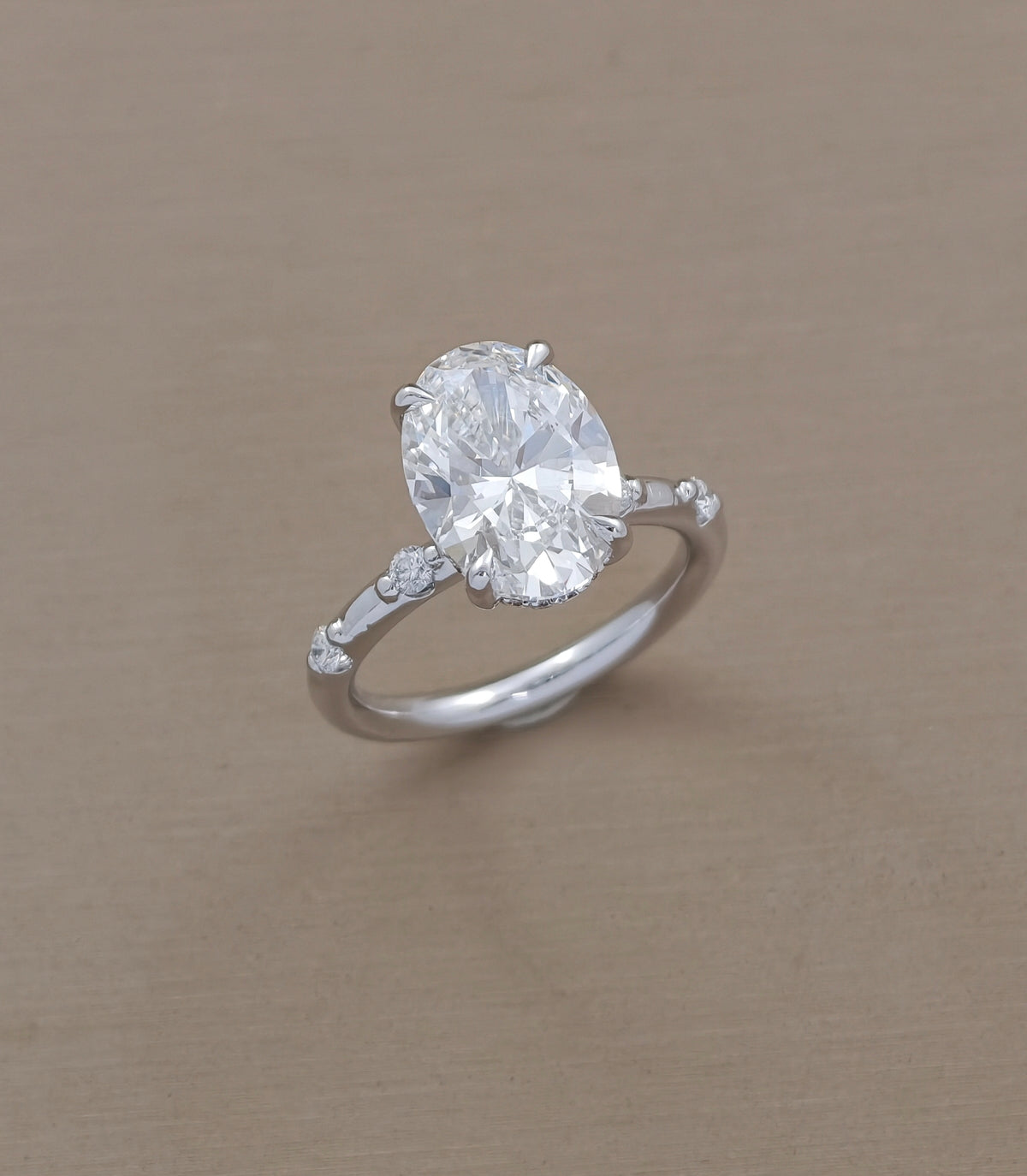 Oval Dot Hidden Halo Lab Grown Diamond Engagement Ring