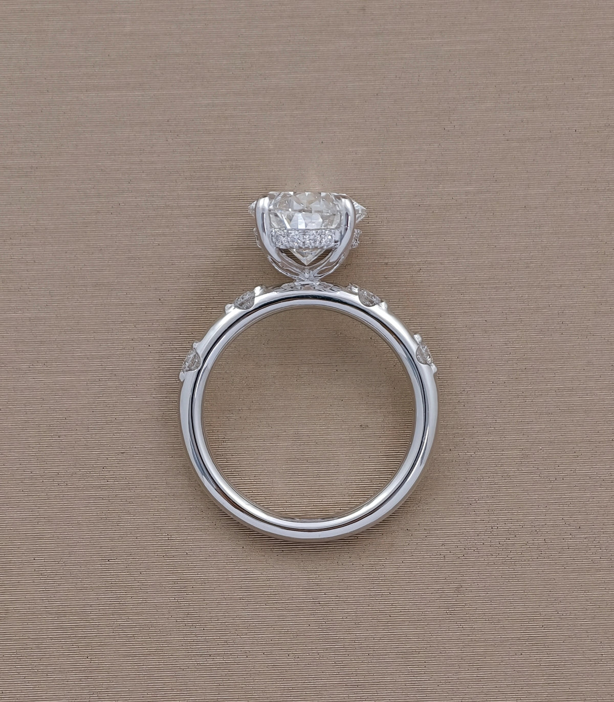 Oval Dot Hidden Halo Lab Grown Diamond Engagement Ring
