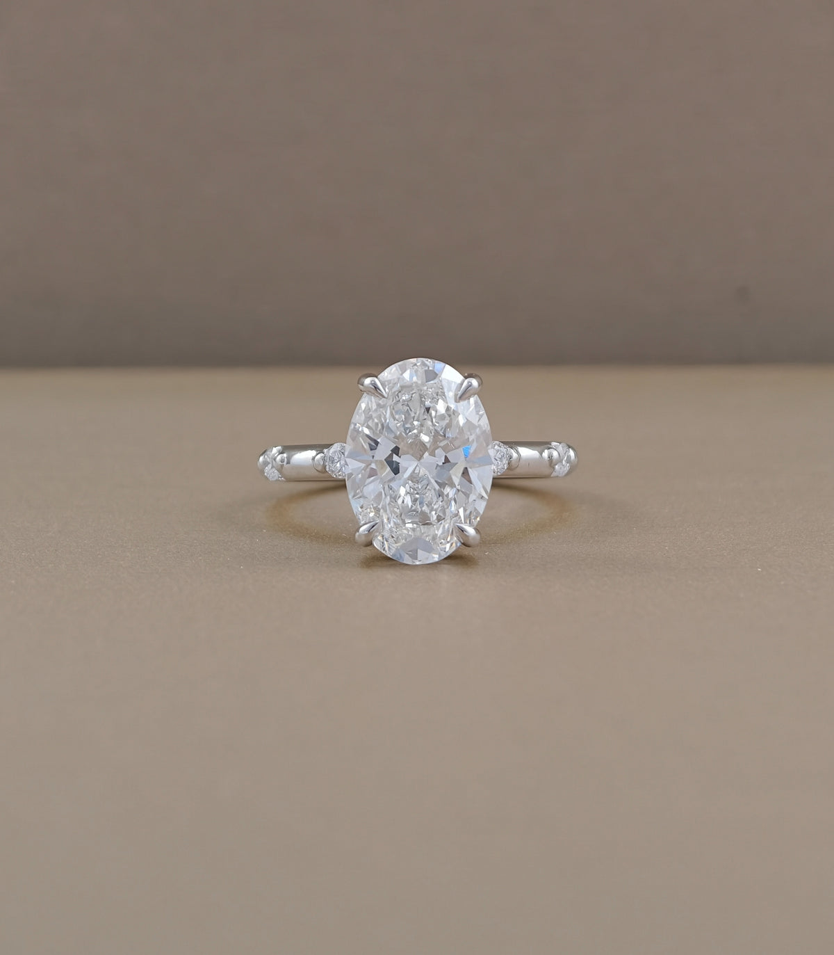 Oval Dot Hidden Halo Lab Grown Diamond Engagement Ring