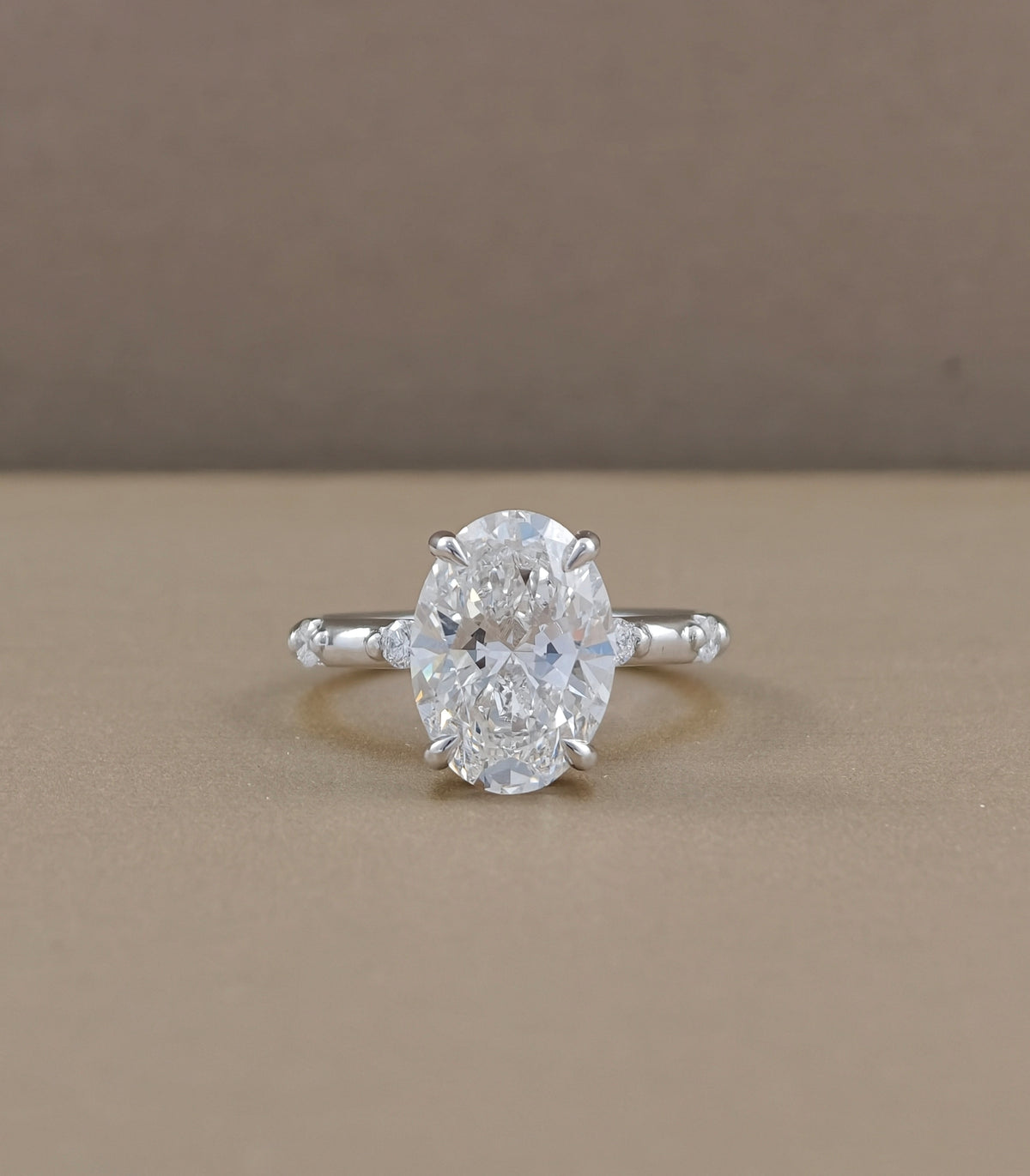 Oval Dot Hidden Halo Lab Grown Diamond Engagement Ring