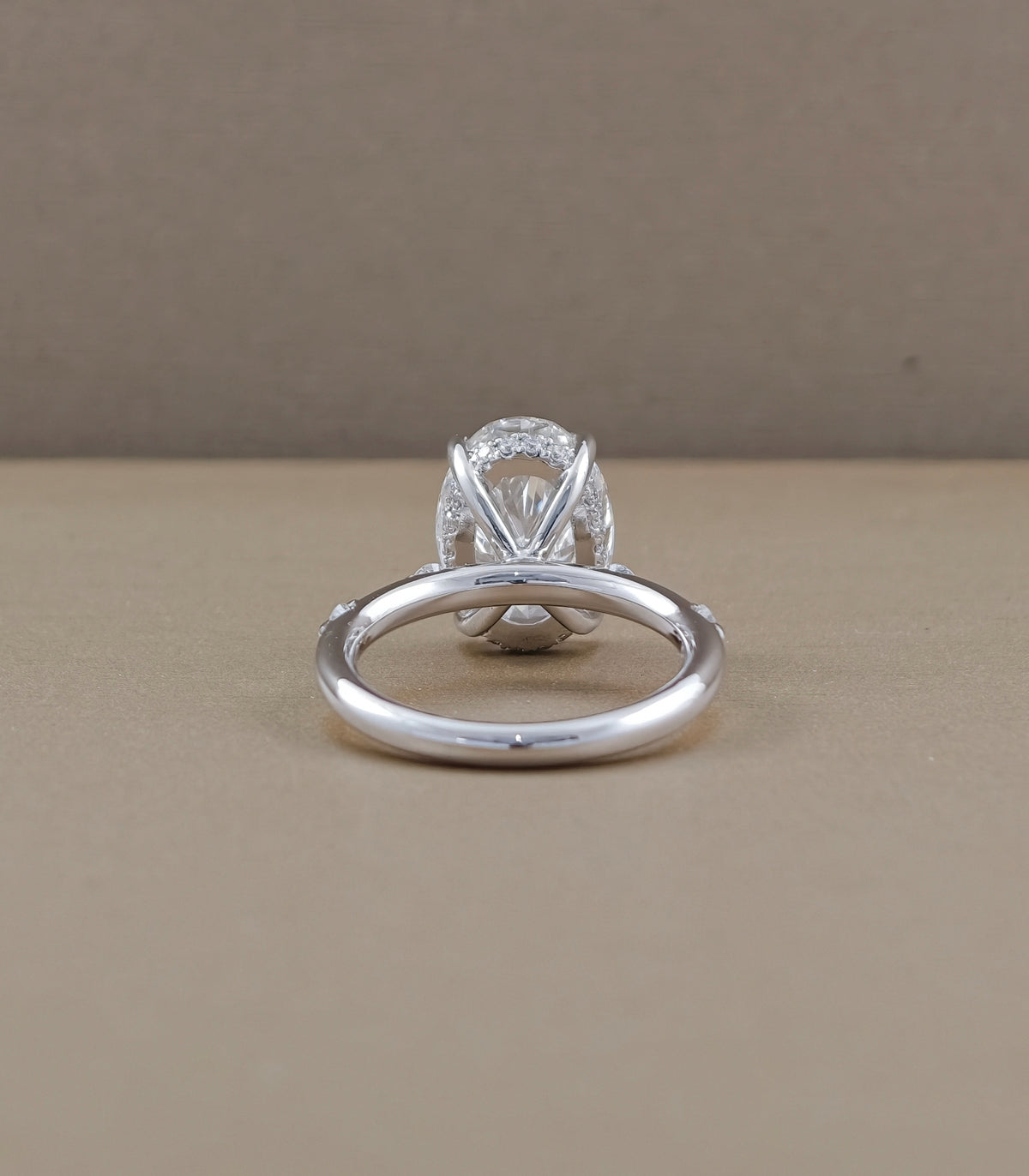 Oval Dot Hidden Halo Lab Grown Diamond Engagement Ring